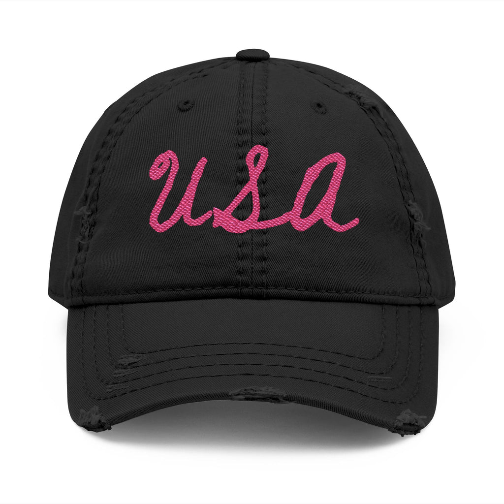 USA Embroidered Distressed USA Mom Hat