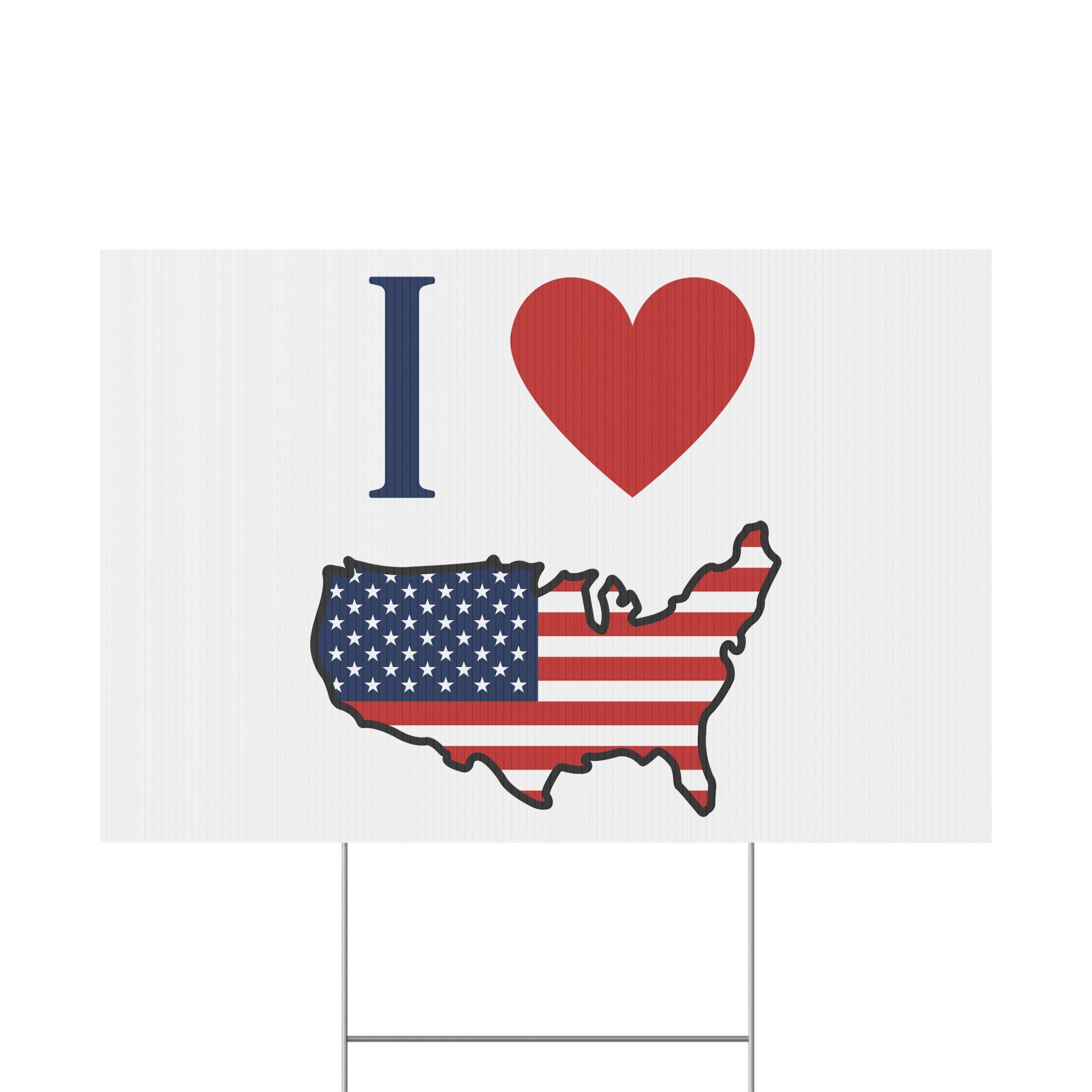 I Love America (Heart & American Flag) Patriotic USA Yard Sign