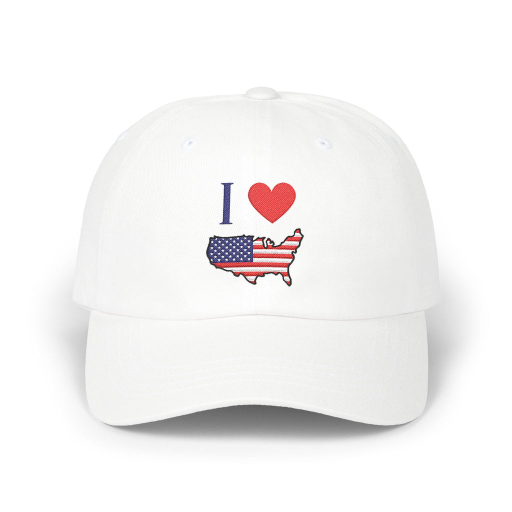 I Love America (Heart & American Flag) Embroidered Classic USA Dad Hat