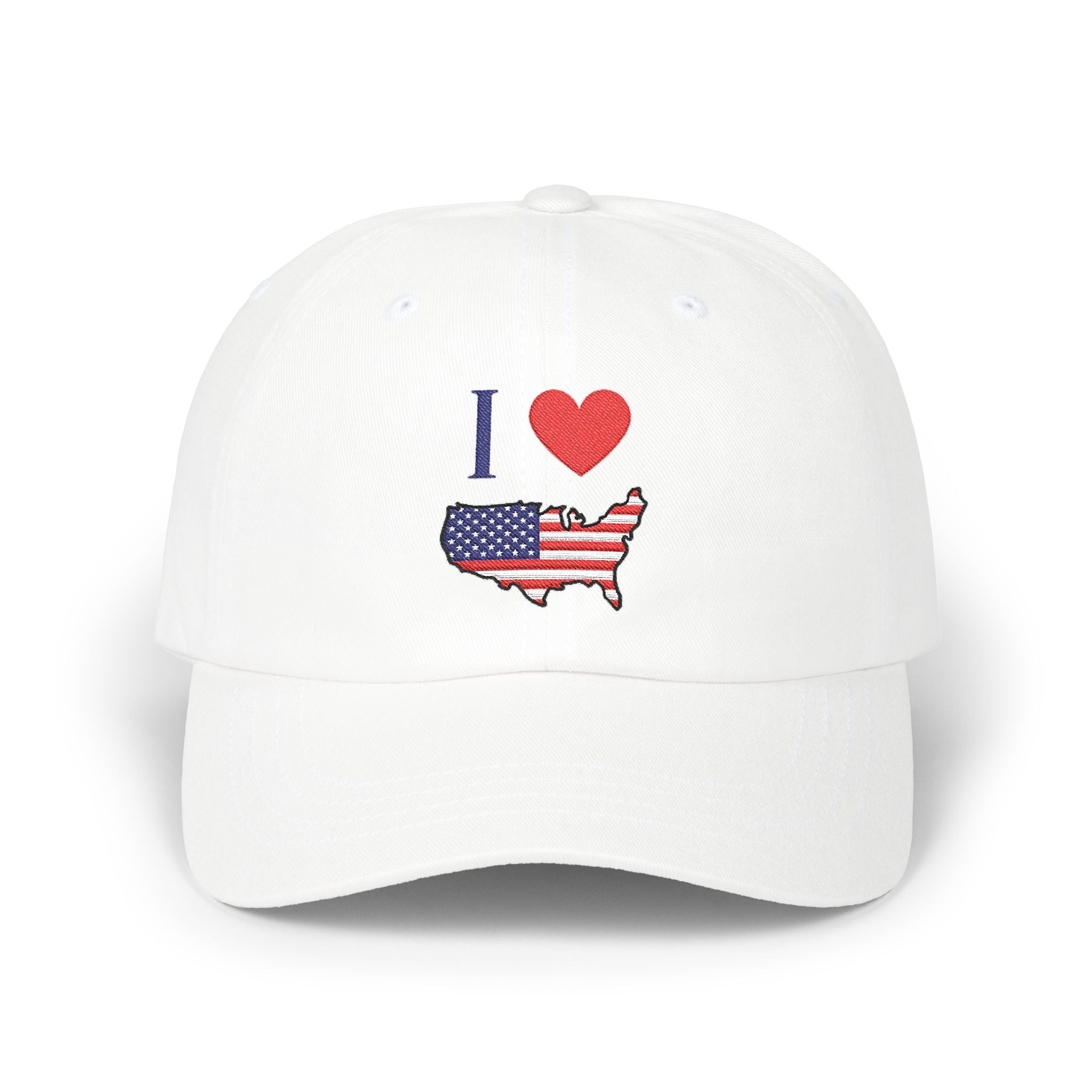 I Love America (Heart & American Flag) Embroidered Classic USA Dad Hat