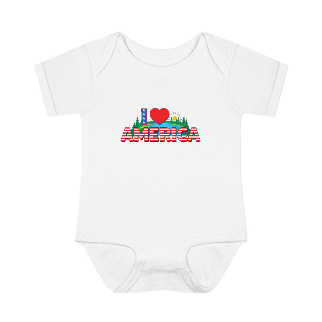 I Love America USA Patriotic Infant Bodysuit