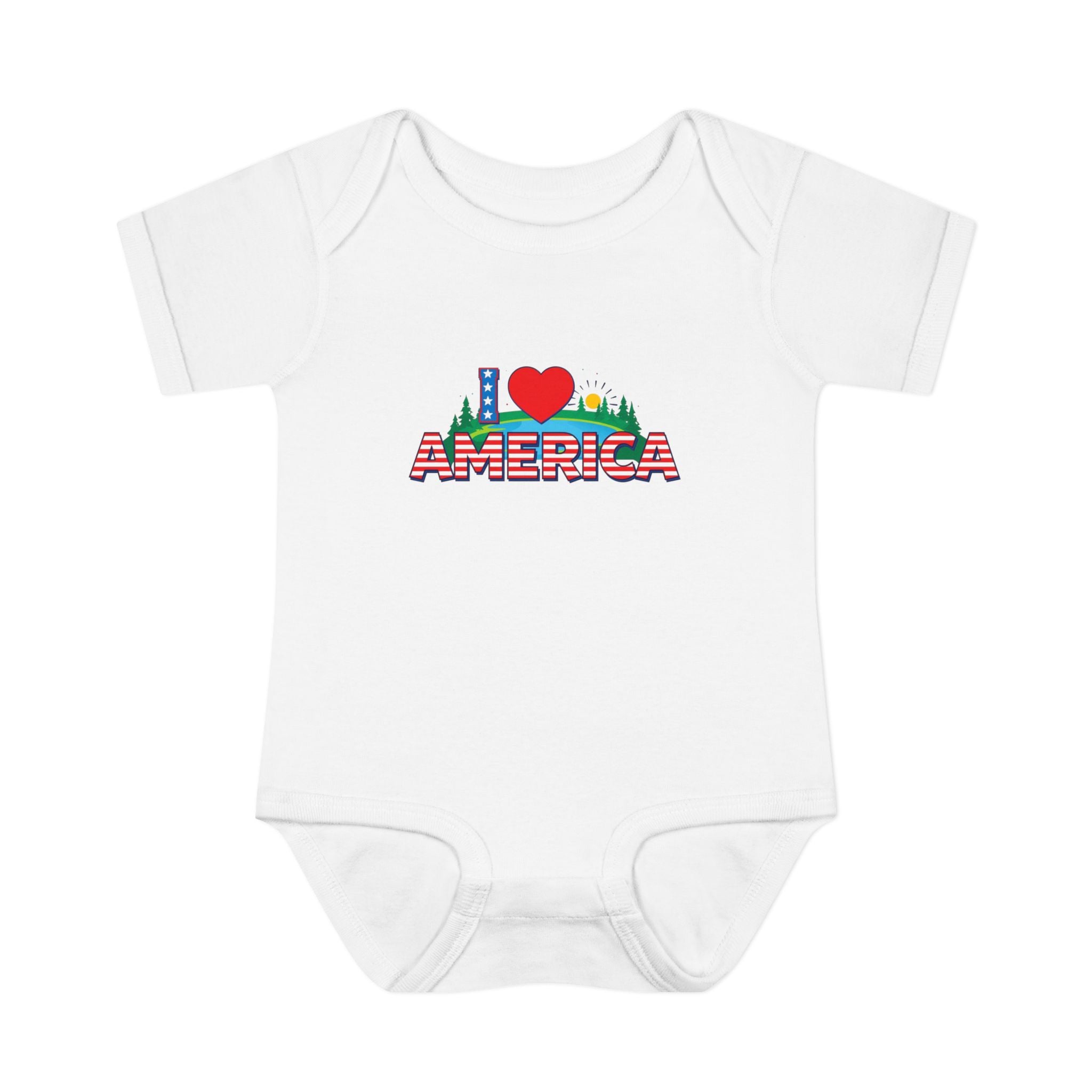 I Love America USA Patriotic Infant Bodysuit