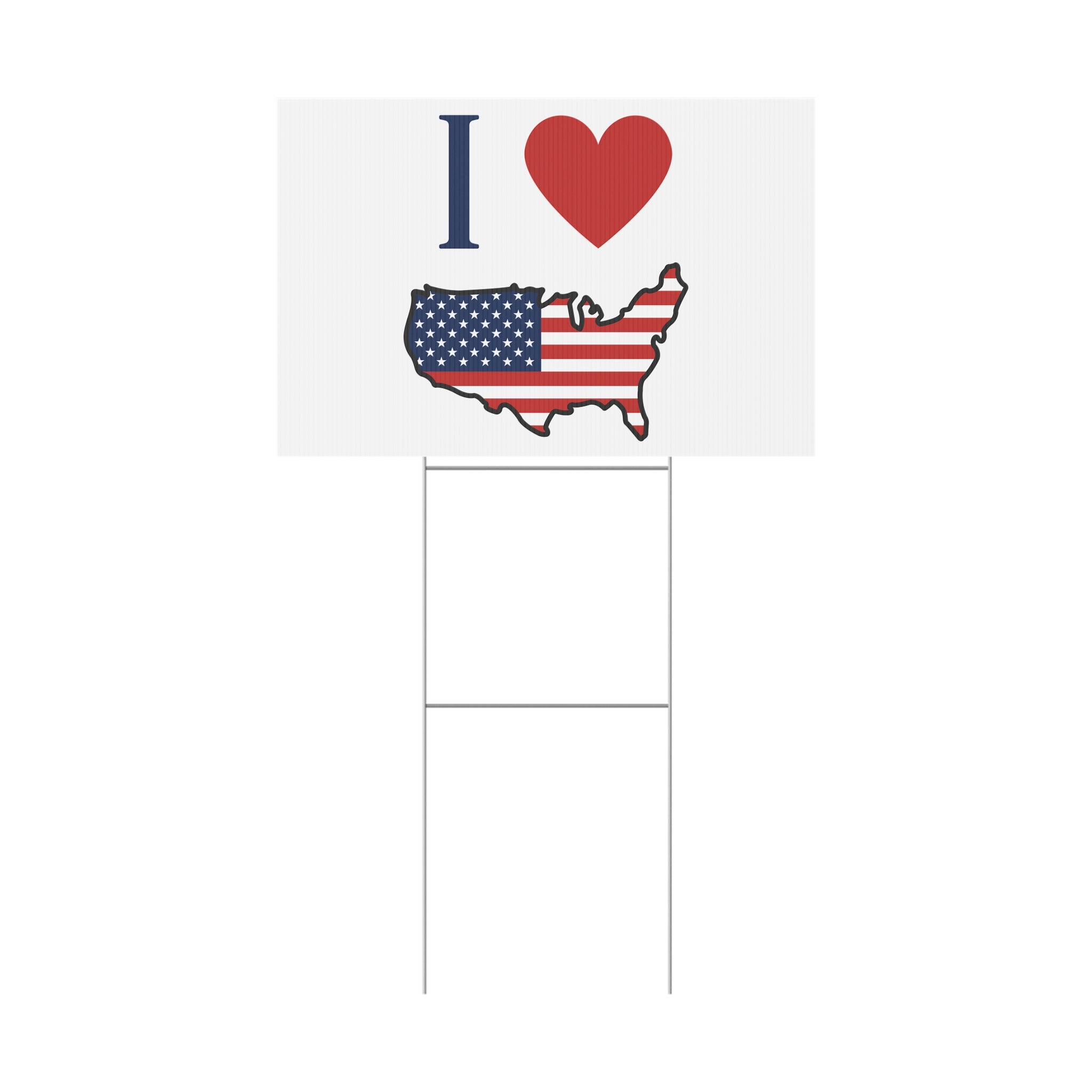I Love America (Heart & American Flag) Patriotic USA Yard Sign
