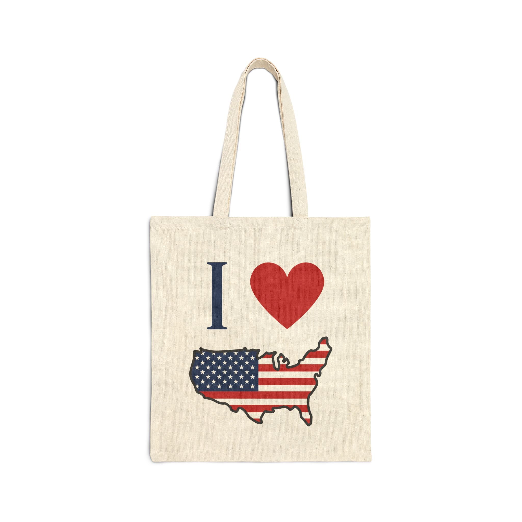 I Love America Cotton Canvas Tote Bag