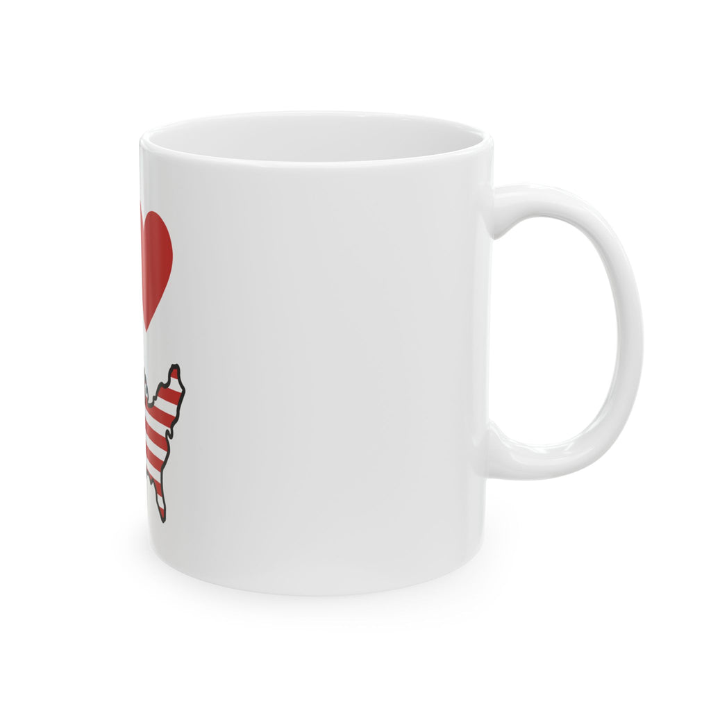 I Love America (Heart & American Flag) Coffee/Tea Mug (11oz)