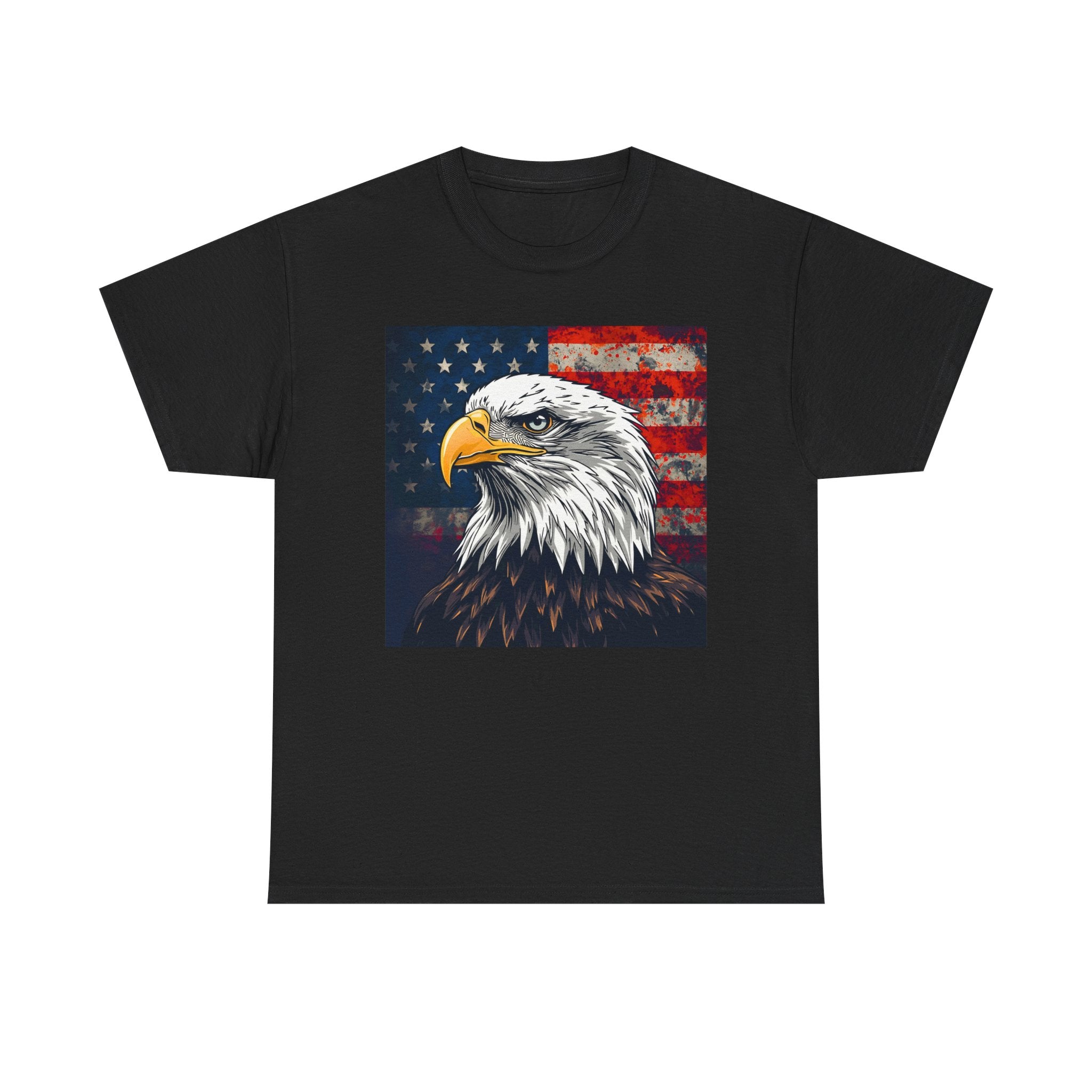 Bald Eagle American Flag USA Unisex Heavy Cotton Tee