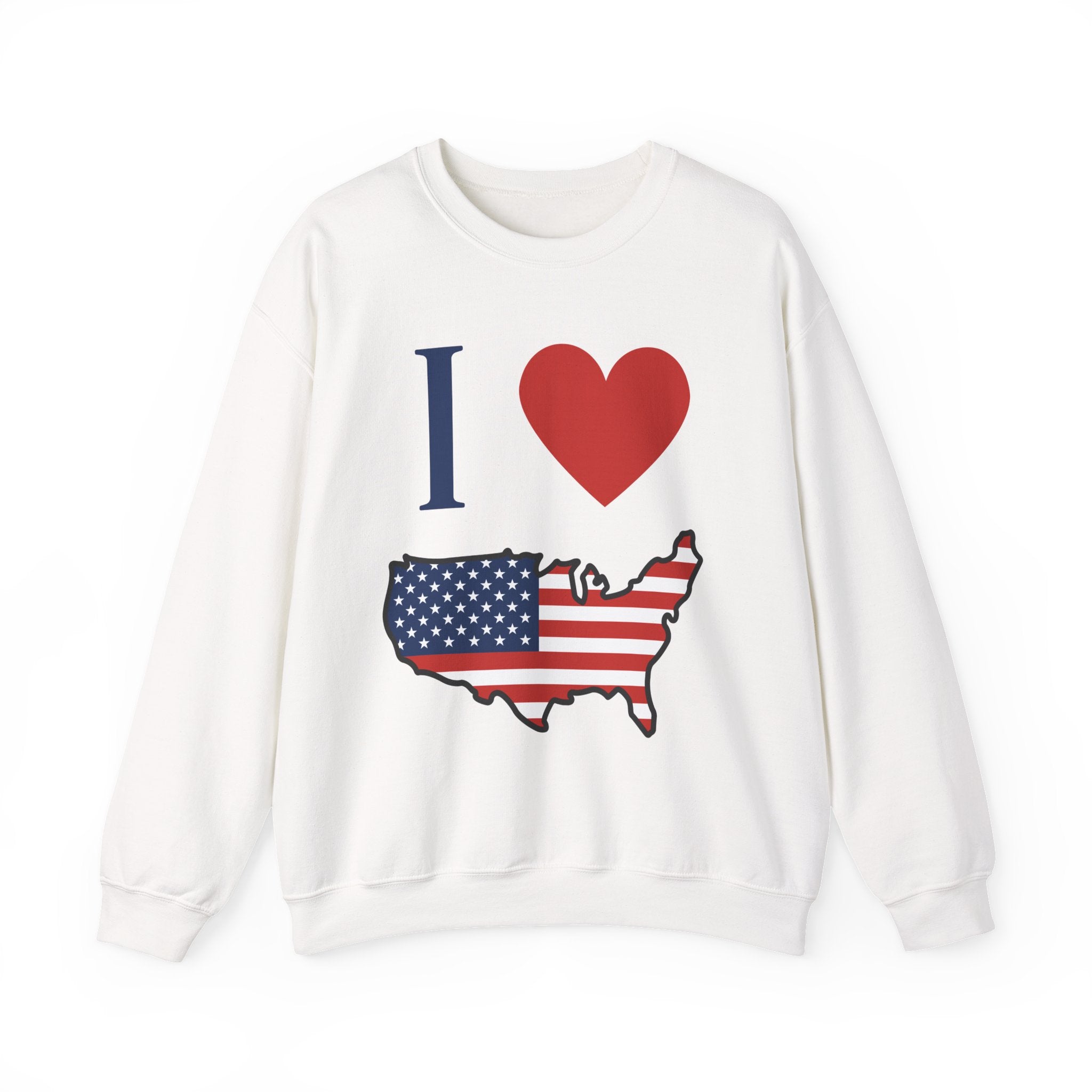 I Love America (Heart & American Flag) Unisex Heavy Blend™ USA Crewneck Sweatshirt
