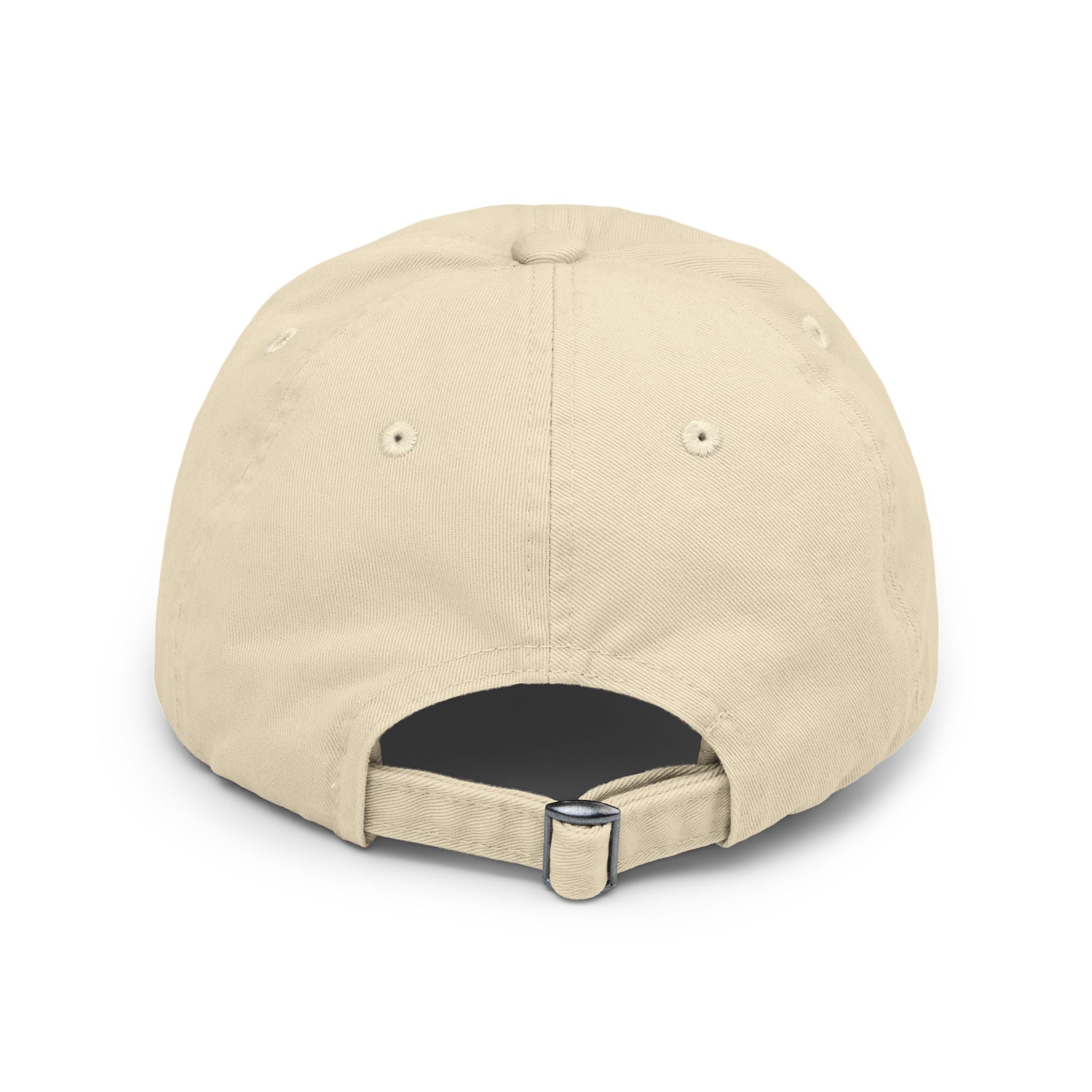 A distressed beige baseball cap with a graphic that includes an American flag and mountains, and the text 'GREATER THAN EVER BEFORE'.
