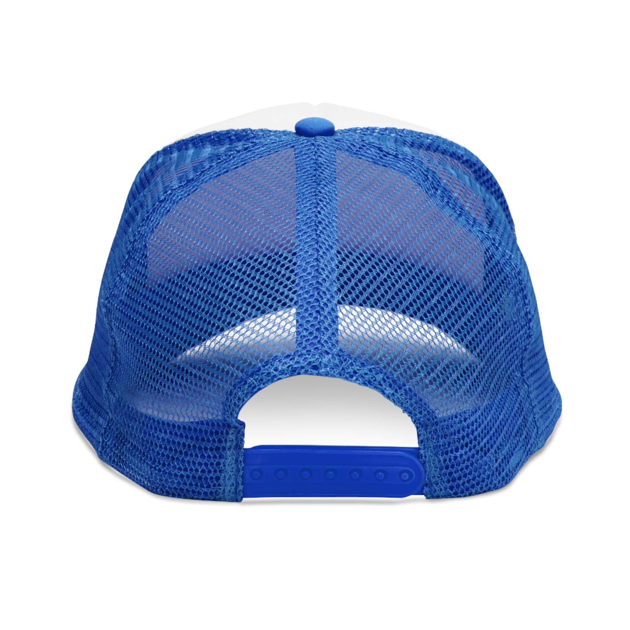 Back of blue and white 5 panel mesh trucker hat/trucker cap with text "GREATER THAN EVER BEFORE" and image with American flag, stripes and stars and brown mountains  
#Americanflag #Mountains #starsandstripes #stars #stripes #American #MadeinAmerica #MadeinUSA #USA #USApride #America  #americanmade #americanmadeproduct #americanmadeproducts #productsmadeinAmerica #USAmade #productmadeinUSA #productsmadeinUSA

