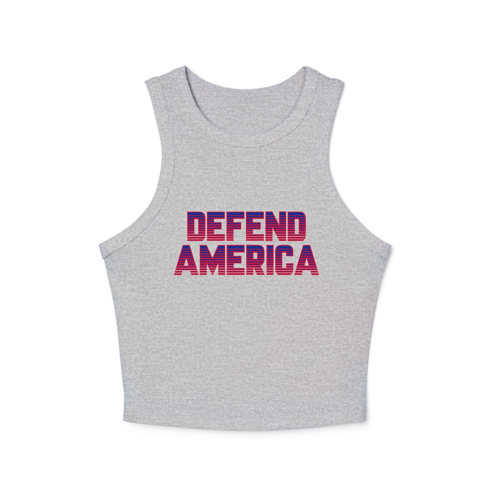 Gray Defend America Women's Micro Rib Racer Tank Top