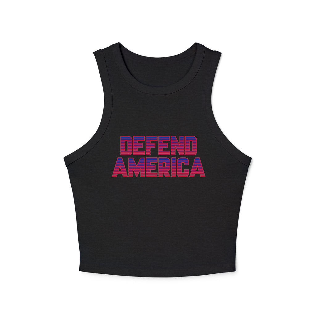 Black Defend America Women's Micro Rib Racer Tank Top