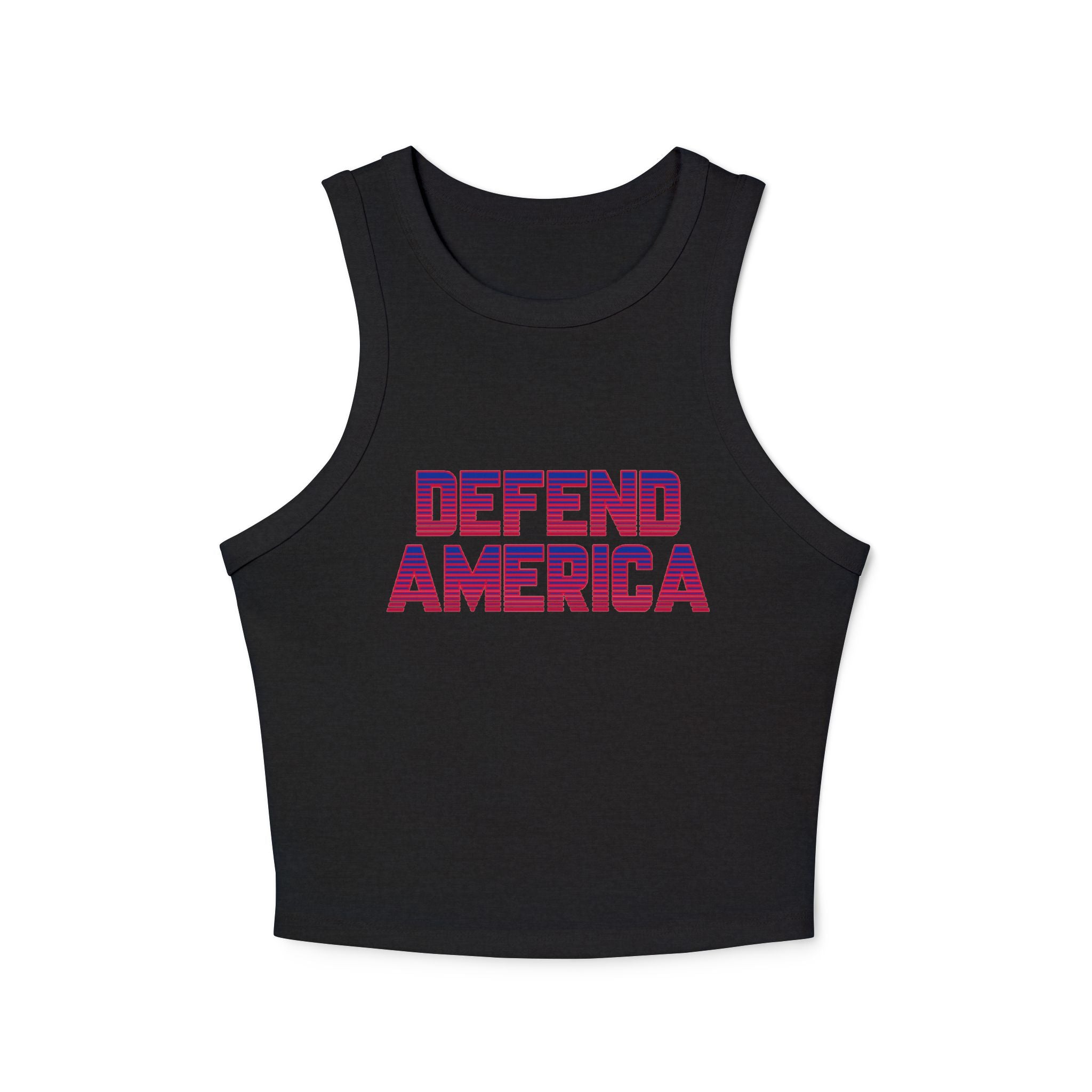 Black Defend America Women's Micro Rib Racer Tank Top