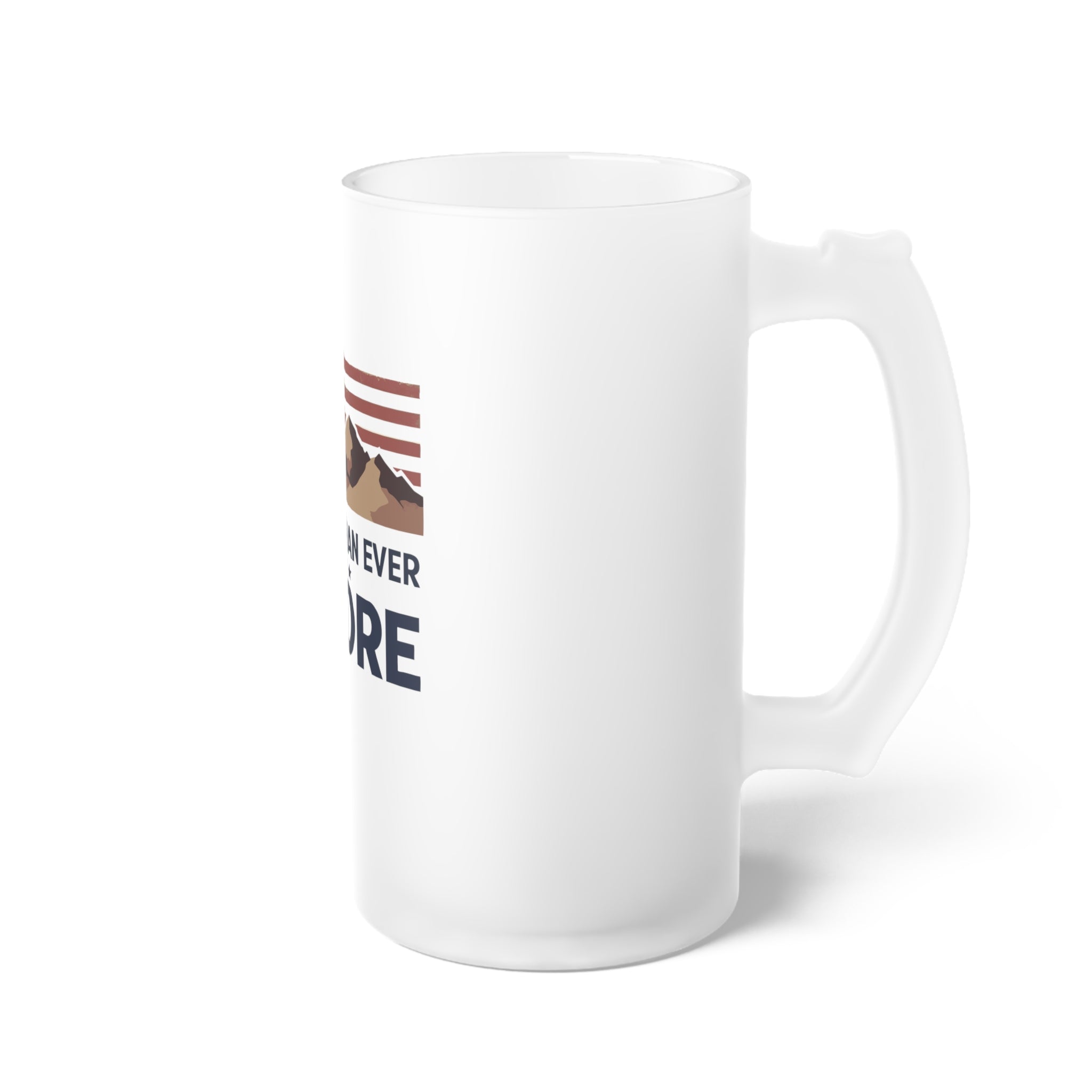 White mug with printed design on a white background
