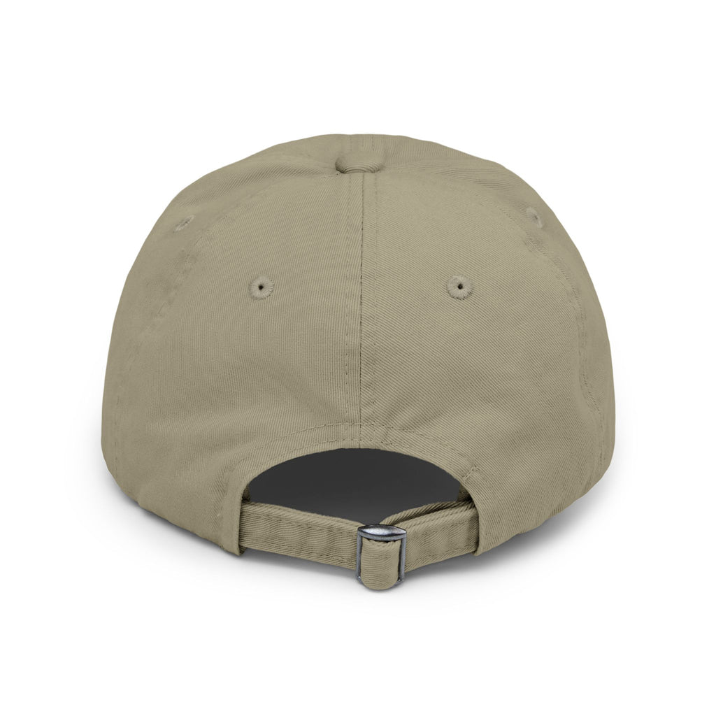 A distressed beige baseball cap with a graphic that includes an American flag and mountains, and the text 'GREATER THAN EVER BEFORE'.