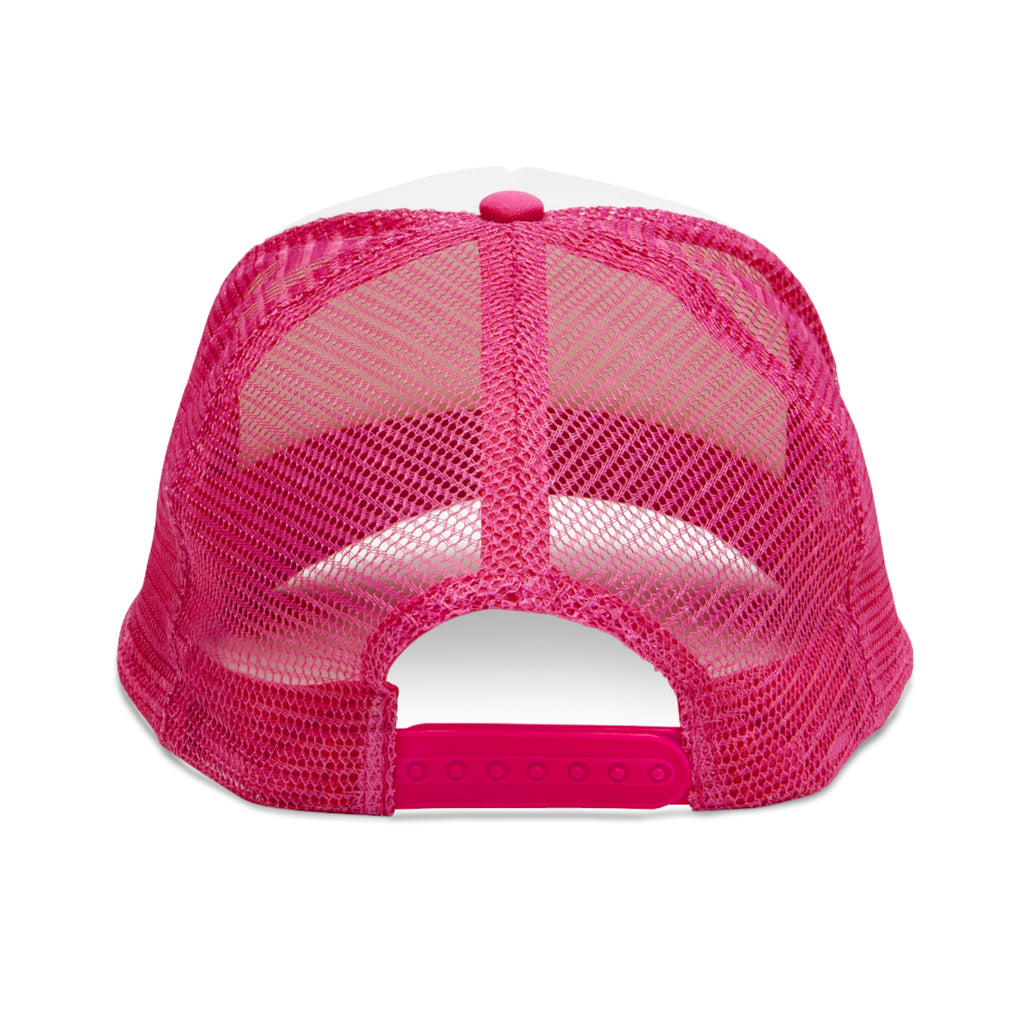 The black of pink and white 5 panel mesh trucker hat/trucker cap with text "GREATER THAN EVER BEFORE" and image with American flag, stripes and stars and brown mountains #Americanflag #Mountains #starsandstripes #stars #stripes #American #MadeinAmerica #MadeinUSA #USA #USApride #America  #americanmade #americanmadeproduct #americanmadeproducts #productsmadeinAmerica #USAmade #productmadeinUSA #productsmadeinUSA

