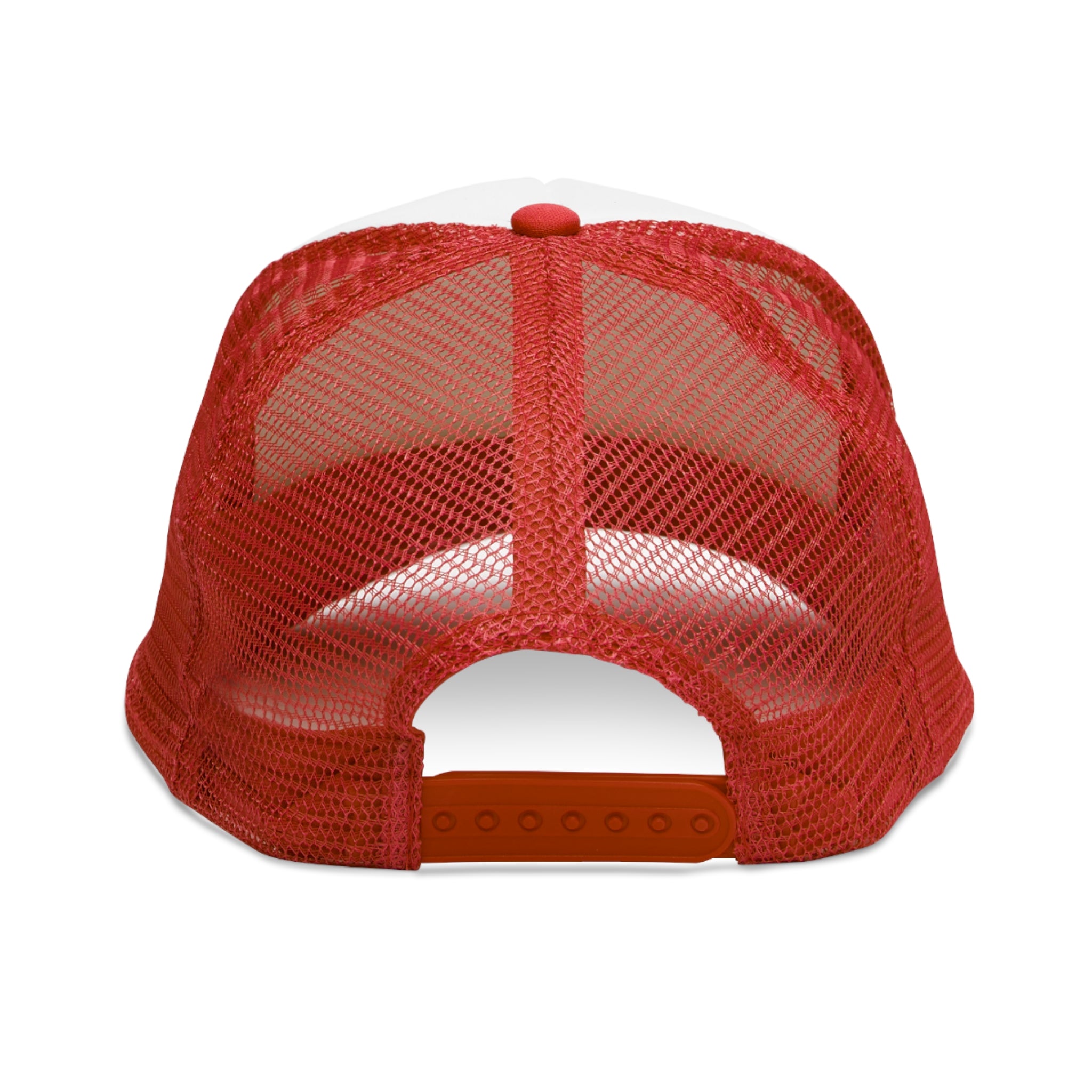 Red and white 5 panel mesh trucker hat/trucker cap with text "THE GOLDEN AGE" With bald eagle and stripe design #American #MadeinAmerica #MadeinUSA #USA #USApride #America  #americanmade #americanmadeproduct #americanmadeproducts #productsmadeinAmerica #USAmade #productmadeinUSA #productsmadeinUSA