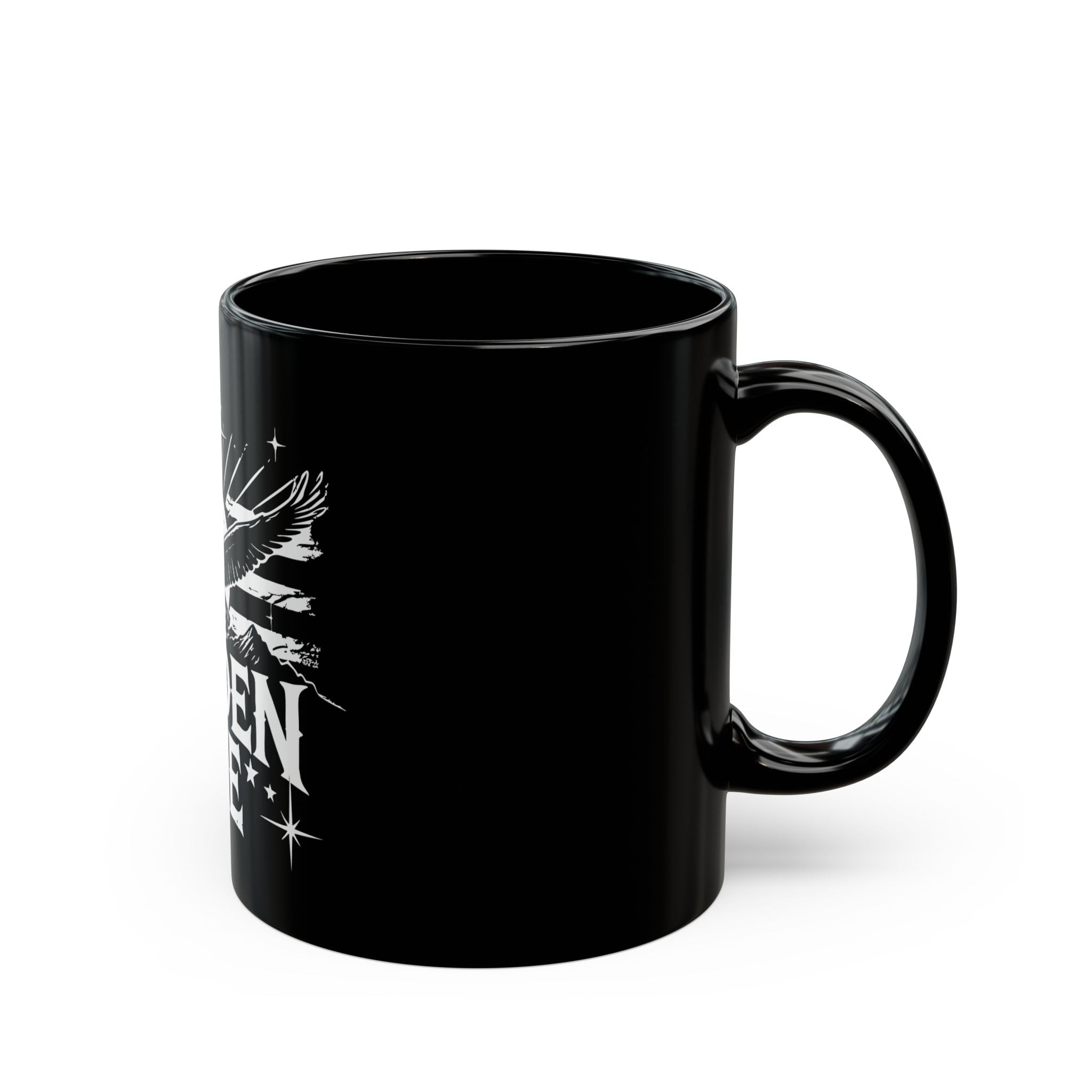 Black 11oz coffee mug “The Golden Age”
