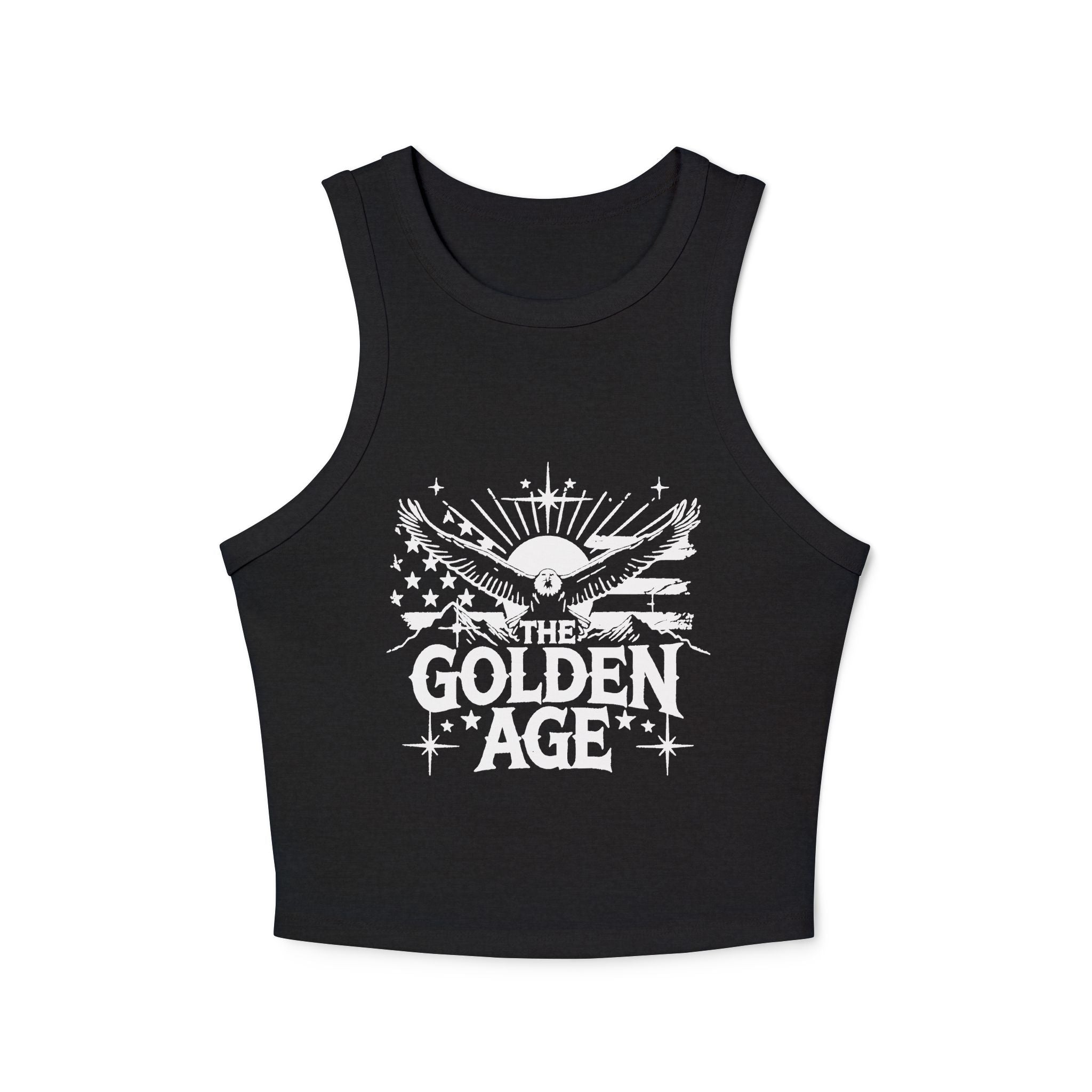 The Golden Age Women's Micro Rib Racer Tank Top black