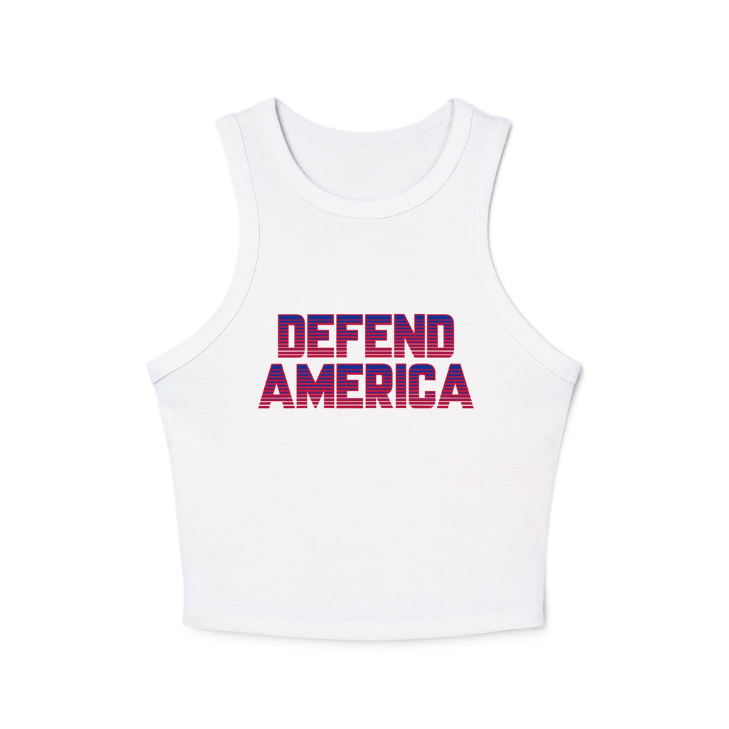 Defend America Women's Micro Rib Racer Tank Top white