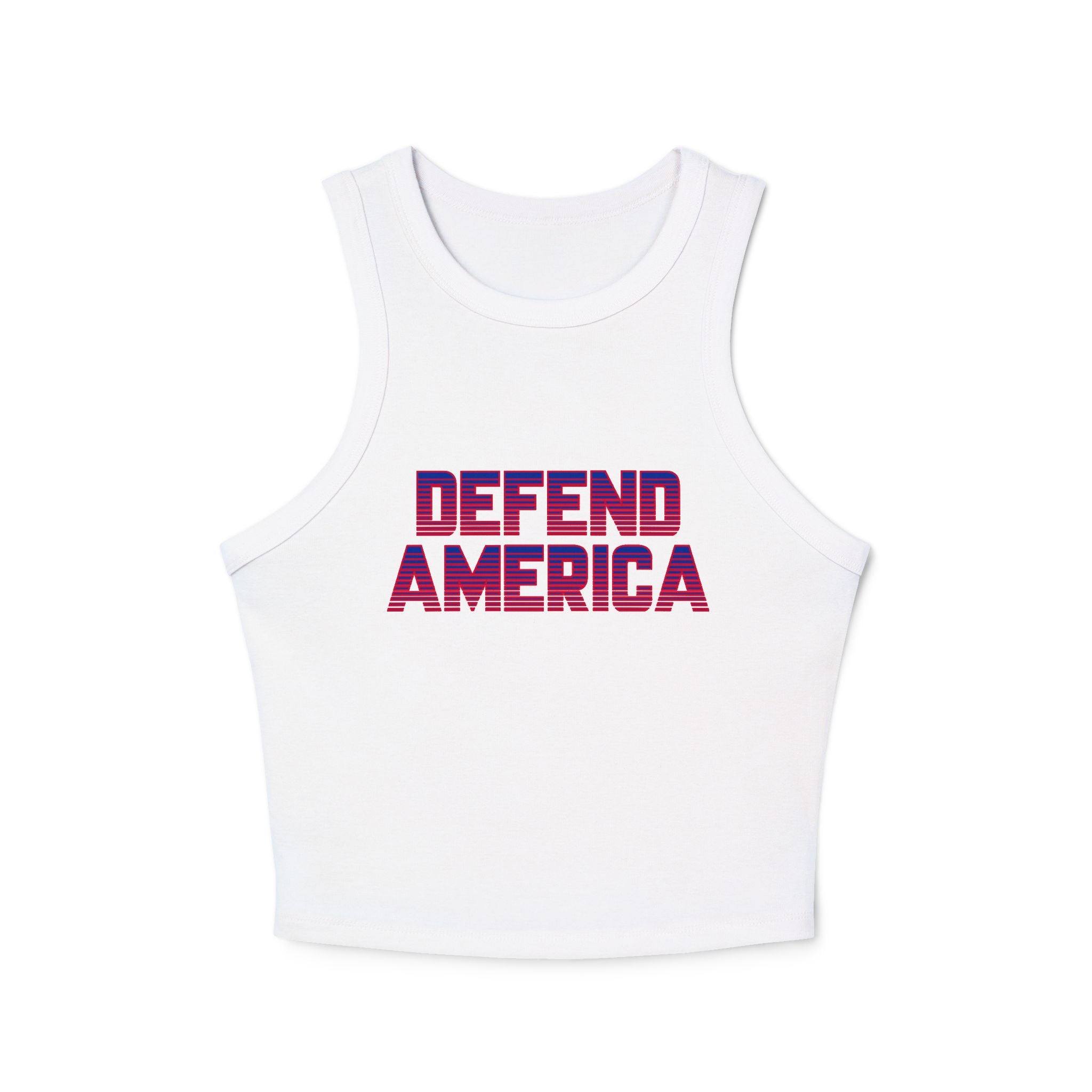 Defend America Women's Micro Rib Racer Tank Top white